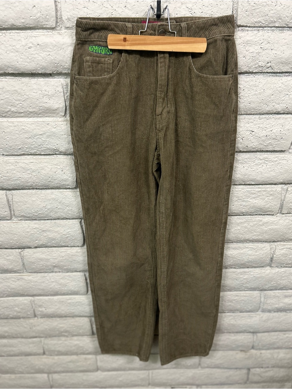Empyre‎ Corduroy Pants Olive Green Straight Leg Y2K Skater Size 2